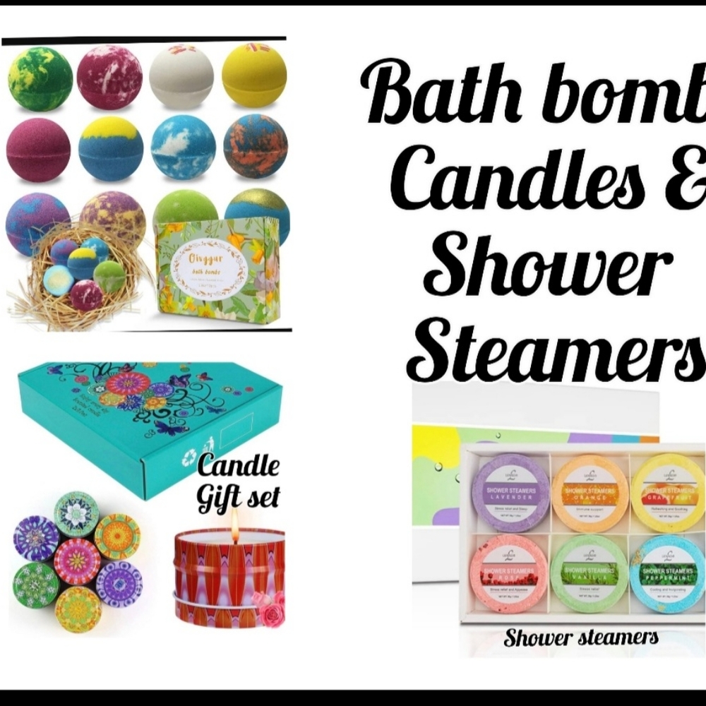 Bath bomb. Candle and shower steamer bundle